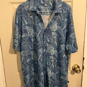 Tommy Bahama Blue Tropical Leaf Button Down Shirt